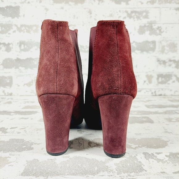 Esmara by Heidi Klum Burgundy Red Block Heel Elastic Gore Ankle Boots C110 - Picture 6 of 12